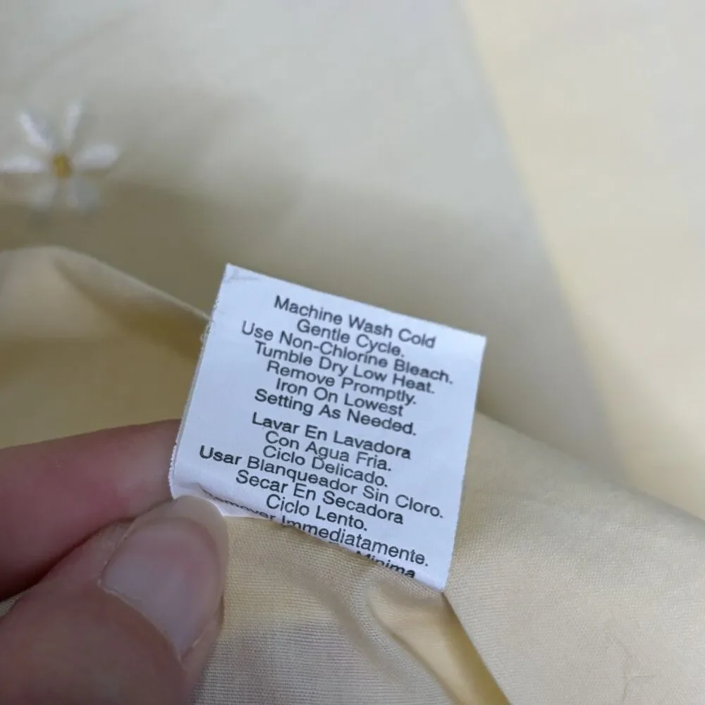 Window Valance Cottagecore Pale Yellow Daisy Embroidered 59